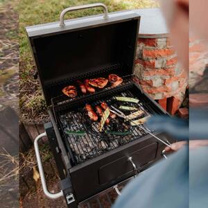 Barbecue a carbonella con affumicatore in acciaio nero PICCADILLY