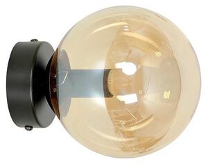 Applique 1 Luce Sharada In Acciaio Nero E Sfera In Vetro Ambra