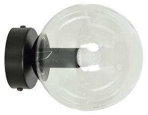 Applique 1 Luce Sharada In Acciaio Nero E Sfera In Vetro Trasparente