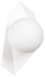 Applique Moderna 1 Luce Sharada Acciaio Bianco E Sfera Vetro Opalino