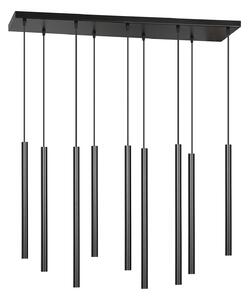Lampadario 9 Luci Moderno Tsukiyomi Acciaio Nero E Paralumi A Cilindri Sottili