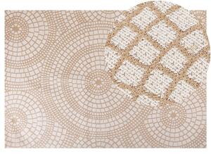 Tappeto da giardino beige e bianco in iuta 200 x 300 cm Rettangolare con motivo geometrico a trama piatta stile boho Camera da letto Soggiorno Beliani