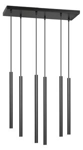 Lampadario 6 Luci Moderno Tsukiyomi Acciaio Nero E Paralumi A Cilindri Sottili