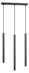 Lampadario 3 Luci Moderno Tsukiyomi Acciaio Nero E Paralumi A Cilindri Sottili