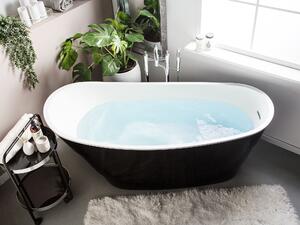 Vasca da bagno in acrilico Nero ovale con troppopieno sistema autoportante moderno Beliani