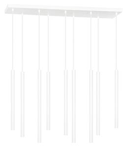 Lampadario 9 Luci Moderno Tsukiyomi Acciaio Bianco E Paralumi A Cilindri Sottili