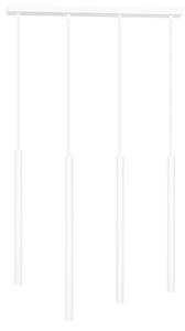 Lampadario 4 Luci Moderno Tsukiyomi Acciaio Bianco E Paralumi A Cilindri Sottili
