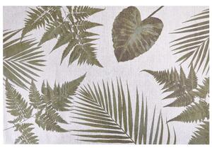 Tappeto verde in cotone con motivo a foglie per soggiorno 200 x 300 cm Rustico Boho Beliani