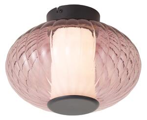 Plafoniera di design nera 28 cm con vetro viola con LED dimmerabile a 3 livelli - Margherite