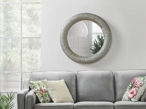 Specchio da parete in argento rotondo da 80 cm con decorativo dipinto Beliani