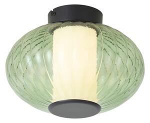 Plafoniera di design nera 28cm con vetro verde incl. LED dimmerabile a 3 fasi - Margherite