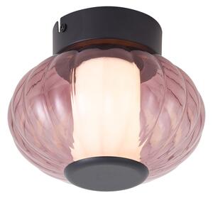 Plafoniera di design nera 18cm con vetro viola incl. LED dimmerabile a 3 fasi - Margherite