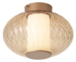 Plafoniera di design in ottone 28 cm con vetro ambrato Incl. LED dimmerabile a 3 fasi - Margherite