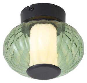 Plafoniera di design nera 18cm con vetro verde incl. LED dimmerabile a 3 fasi - Margherite
