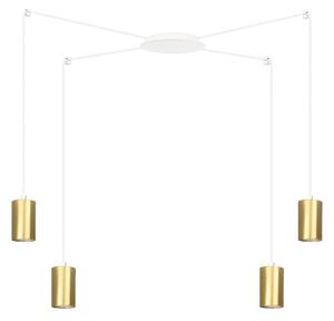 Sospensione A Ragno Acciaio Bianco E Oro 4 Luci Tracker Con Cavo 3 Metri