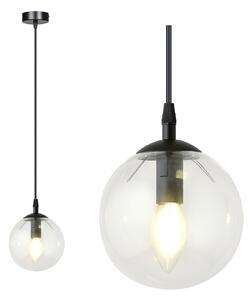 Sospensione Moderna 1 Luce Yagokoro Acciaio Nero E Sfera In Vetro Trasparente