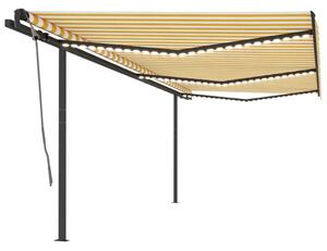 Tenda da Sole Retrattile Manuale con LED 6x3,5 m Gialla Bianca
