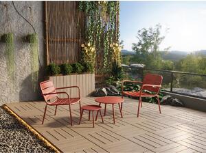 Salotto da giardino in Metallo Terracotta MIRMANDE: 2 poltrone basse impilabili e tavoli a scomparsa