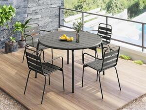 Sala da pranzo da giardino in Metallo Antracite MIRMANDE: un tavolo D.110cm e 4 poltrone impilabili