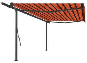 Tenda da Sole Retrattile Manuale con Pali 5x3 m Arancio Marrone