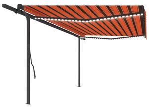 Tenda da Sole Retrattile Manuale LED 5x3,5 m Arancione Marrone