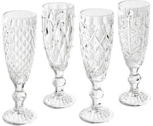 Set di 4 flute da champagne con motivo strutturato Geometric