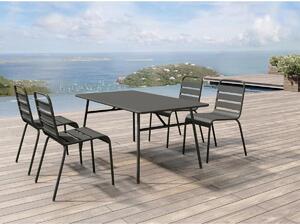 Sala da pranzo da giardino in Metallo Antracite MIRMANDE: un tavolo L.160 cm e 4 sedie impilabili