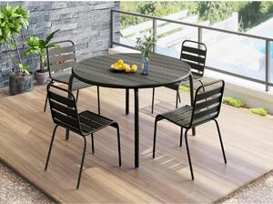 Sala da pranzo da giardino in Metallo Antracite MIRMANDE: un tavolo D.110cm e 4 sedie impilabili