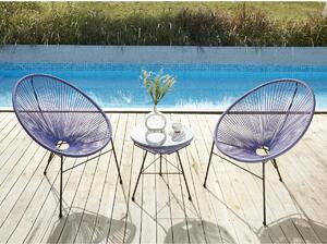Salotto da giardino in fili di Resina intrecciati Viola ALIOS: 2 poltrone e un tavolo