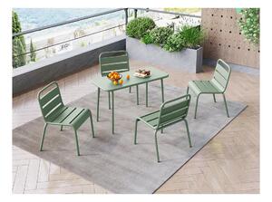 Sala da pranzo da giardino per bambini 1 tavolo + 4 sedie impilabili in Metallo Verde mandorla - POPAYAN