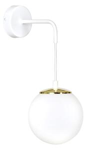 Applique Moderna 1 Luce Nu Kua Acciaio Bianco Oro Vetro Sfera Opale