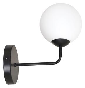 Applique Moderna 1 Luce Wugu In Acciaio Nero E Vetro A Sfera Bianco