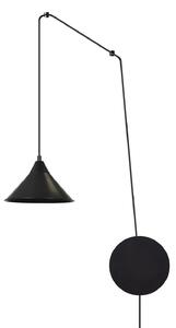 Sospensione Minimal 1 Luce Myrddin In Acciao Nero E Paralume A Cono