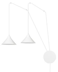 Sospensione Minimal 2 Luci Myrddin In Acciao Bianco E Paralume A Cono