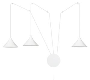 Sospensione Minimal 3 Luci Myrddin In Acciao Bianco E Paralume A Cono