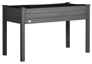 Outsunny Letto per Orto Rialzato, Fioriera Rialzata da Esterno in Abete con Fodera e 4 Fori di Drenaggio, Grigio Scuro | Aosom Italy