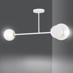 Plafoniera 2 Luci Morigena In Acciaio Bianco E Sfera In Vetro Opalino