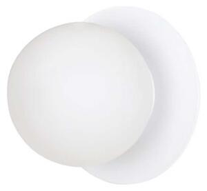 Applique 1 Luce Morigena In Acciaio Bianco E Sfera In Vetro Opalino