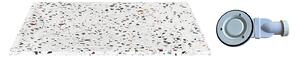 Piatto doccia ultra sottile da appoggio o da incasso rifilabile 140 x 90 cm in Resina SMC con sifone Effetto terrazzo bianco - MIRNOSA