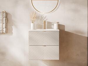 Mobile bagno sospeso con lavabo da incasso e rubinetto Beige 60 cm - DORIONI