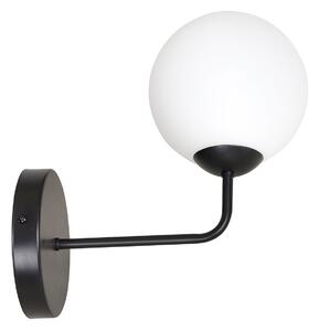 Applique Moderna 1 Luce Michizane In Acciaio Nero E Sfera In Vetro Opale