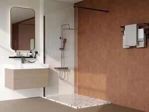 Piatto per doccia ultra sottile da appoggio o da incasso rifilabile 140 x 90 cm in Resina SMC Effetto terrazzo bianco - MIRNOSA