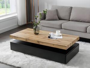 Tavolino 2 cassetti in MDF Nero e Naturale chiaro - FELIX