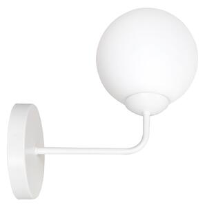 Applique Moderna 1 Luce Michizane In Acciaio Bianco E Sfera In Vetro Opale