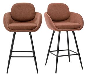 Tabouret da bar in tessuto a chenille terra bruciata e metallo nero H68,5 cm (lotto da 2) SLAKE