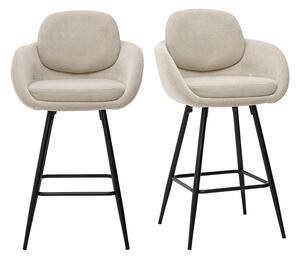 Sgabelli da bar in tessuto ciniglia beige e metallo nero H68,5 cm (lotto di 2) SLAKE