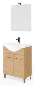Mobile Bagno Con Piedini Rubino 2 Ante 65 Cm Rovere Naturale