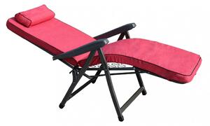 Poltrona Sdraio relax reclinabile in Tessuto cm 155x60x60 - MORTY - Rosso