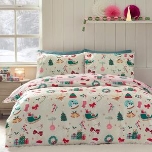 Set copripiumino e federa per letto matrimoniale 200x200 cm Christmas Happy Holidays – Catherine Lansfield