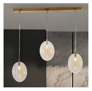 UVA SOSPENSIONE 3 LUCI LINEARE CON SFERE IN VETRO IRIDESCENTE METALLO 4 COLORI L72 CM LAMPADINE G9
